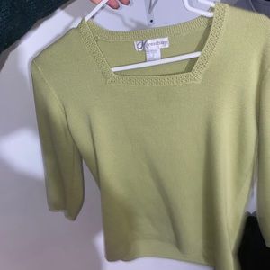 Green square neck top